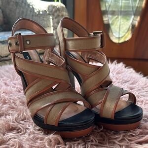 Ann Taylor Rosemary Canvas and Leather Platforms